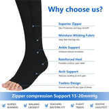 Zip Sox Compression Socks Zipper Leg Support Knee Open Toe Shaper Stockings