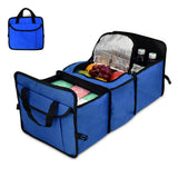 Collapsible Car Trunk Organizers Insulated Cooler Bag 3 Section Car Back Seat Boot Storage Bags Cargo Tidy Storage Box with Side Net Pockets