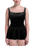 Womens One-Piece Skirted Tankini Swimwear Swim Dress Bikini Swimsuit Push-up Bra