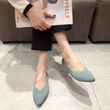 Womens Slip On Pumps Shoes Loafers Chunky Heels OL Dress Party Shoes Pointed Toe