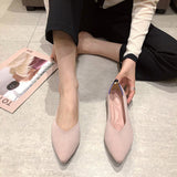 Womens Slip On Pumps Shoes Loafers Chunky Heels OL Dress Party Shoes Pointed Toe