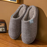 Womens Mens Winter House Slippers Flat Heels Plush Slippers Closed Toe Winter Soft House Casual Shoes