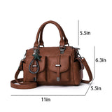 Women Leather Handbag Crossbody Shoulder Bag Tote Messenger Satchel With Pendant