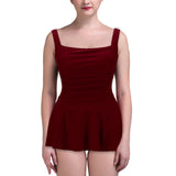 Womens One-Piece Skirted Tankini Swimwear Swim Dress Bikini Swimsuit Push-up Bra