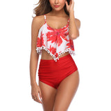 Ladies Women Plus Size Two Piece Tankini Set High Waist Bikini Set Juniors Swimsuit S-XXL Ruffle Swimwear Swimsuit Beachwear Swimming Costumes Bathing Suit, Push Up Padded Backless Tummy Control