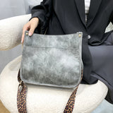 Women Leopard PU Leather Shoulder Bag Handbag Crossbody Purse Satchel Messenger