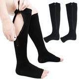 Zip Sox Compression Socks Zipper Leg Support Knee Open Toe Shaper Stockings
