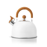 2.5L Stainless Steel Whistling Kettle Tea Pot Teapot With Foldable Handle White