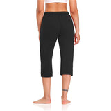 Women Elastic Waist Cropped Pants Casual Yoga Sports Capris Trousers