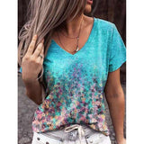 Women's Summer V-Neck Short Sleeve Tops Casual T-Shirt Blouse Pullover Tunic Tee