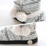 Women Knitted Warm Bootie Slippers Slip on Comfy Indoor Outdoor Plush House Shoes