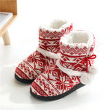 Women Knitted Warm Bootie Slippers Slip on Comfy Indoor Outdoor Plush House Shoes