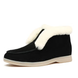 Women Winter Boots  Flat Heel Round Toe Slip On Ankle Plush Boots Warm Boots