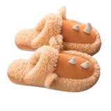 Unisex Adults Cute Cartoon Pattern Plush Slippers Slip On Closed Toe Casual Warm