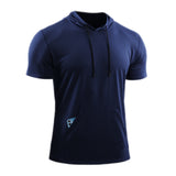 Mens Hooded Short Sleeve Casual Tops Shirts Slim Muscle Blouse Pullover
