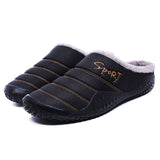 Men Flat Heels Warm Slippers Closed Toe Waterproof Fall Winter Casual Home Shoes