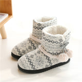Women Knitted Warm Bootie Slippers Slip on Comfy Indoor Outdoor Plush House Shoes