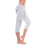 Women Yoga Workout Capris Pant with Pocket Plus Size Fitness Gym Cropped Pants