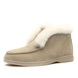 Women Winter Boots  Flat Heel Round Toe Slip On Ankle Plush Boots Warm Boots