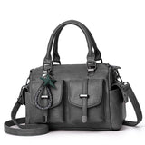 Women Leather Handbag Crossbody Shoulder Bag Tote Messenger Satchel With Pendant