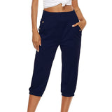 Women's Harem pants Loose Fit Capri Pants Jogger Workout Yoga Lounge Pants with Pockets
