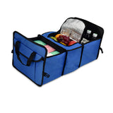 Collapsible Car Trunk Organizers Insulated Cooler Bag 3 Section Car Back Seat Boot Storage Bags Cargo Tidy Storage Box with Side Net Pockets
