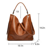 Women Leather Bucket Shoulder Bag Crossbody Bag Handbag Tote Messenger Satchel