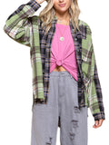 Women Boyfriend Baggy Tops Button Down Casual Shirts Ladies Long Sleeve Holiday Tunic Shirt With Pocket