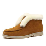 Women Winter Boots  Flat Heel Round Toe Slip On Ankle Plush Boots Warm Boots