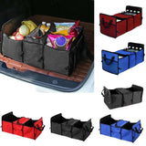 Car Backseat Trunk Organizers with Cooler Bag, Collapsible Grocery Cargo Storage Box Car Truck SUV 3 Section Fold Storage Bin with Side Net Pockets