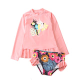 Two-Piece Baby Toddler Girls Rash Guard Swimsuit Swim Tops + Swim Briefs Swimwear Multi-style