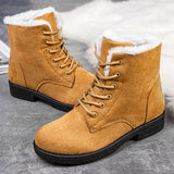 Women's Snow Boots Winter Ankle Boots Lace Up Cotton Warm Fur Lined Anti-Slip Platform Booties Outdoor