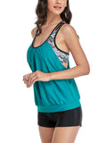 Women 2 Piece Tankini Swimming Suit with Boy Shorts Sleeveless Swimwear Beachwear Bathing Suit
