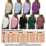 Lumento Women's Casual 3/4 Sleeve Shirt Henley V-Neck Button Up Pleated Tops Swiss Dot Blouse