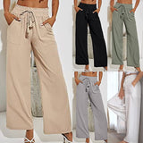 Women Elastic Waisted Wide Leg Loungewear Ladies Baggy Long Pants High Waist Lounge Harem Casual Loose Palazzo Pants