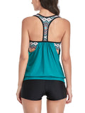 Women 2 Piece Tankini Swimming Suit with Boy Shorts Sleeveless Swimwear Beachwear Bathing Suit
