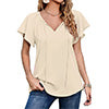 Capreze Women Boho Floral Shirt Tops Ladies Ruffle V Neck Basic Tee Tunic Blouse Summer Flowy T-Shirt Size S-2XL