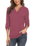 Women Solid V Neck Tops Long Sleeve Shirt Casual Sweatshirt Loose Blouse Pullover Tee Shirt Tunic