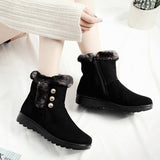 Womens Winter Snow Boots Plush Lined Anti-Slip Ankle Booties Flat Shoes with Zip