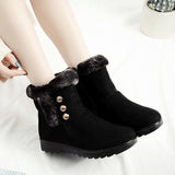 Womens Winter Snow Boots Plush Lined Anti-Slip Ankle Booties Flat Shoes with Zip