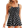 Womens One Piece Tummy Control Swimwear Cross Strap Swimdress Skirts Ruched Swimsuit Padded Bathing Suit Monokini Beachwear Swimming Costume