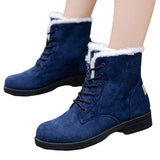Women's Snow Boots Winter Ankle Boots Lace Up Cotton Warm Fur Lined Anti-Slip Platform Booties Outdoor
