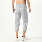 Men Drawstring Waist Jogger Casual Capri Pants Sport Fitness Pants