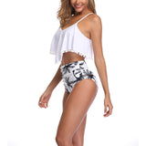 Ladies Women Plus Size Two Piece Tankini Set High Waist Bikini Set Juniors Swimsuit S-XXL Ruffle Swimwear Swimsuit Beachwear Swimming Costumes Bathing Suit, Push Up Padded Backless Tummy Control