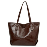 2Pcs Womens Crocodile Grain Handbag Tote Messenger Crossbody Single Shoulder Bag