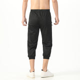 Men Drawstring Waist Jogger Casual Capri Pants Sport Fitness Pants