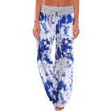 Women's Elastic Waist Pants Slacks Casual Baggy Loose Wide Leg Pajamas Trousers