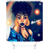 4Pcs/Set African Girl Shower Curtain Sets with 12 Hooks, Non-Slip Bath Mat, Pedestal Rug, Toilet Lid Cover, Bathroom Decor Christmas Gift
