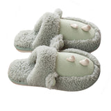 Unisex Adults Cute Cartoon Pattern Plush Slippers Slip On Closed Toe Casual Warm