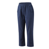 Women's Cotton Straight Capri Pants Casual Elastic Waist Trousers with 2 Pockets